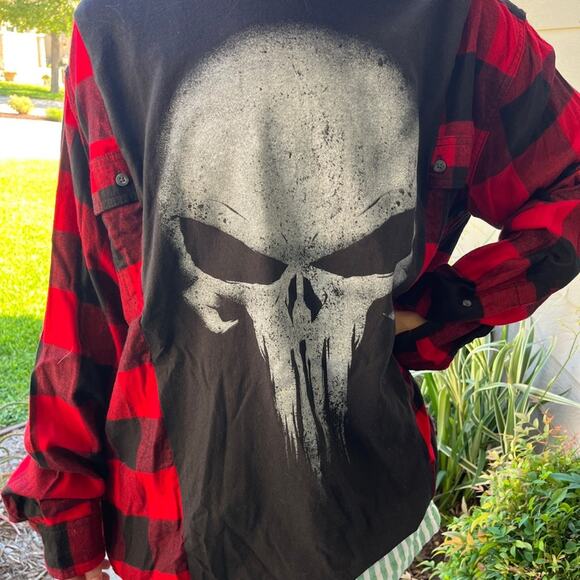 Punisher Flannel shirt / sweatshirt oversized style  XL - Picture 1 of 7